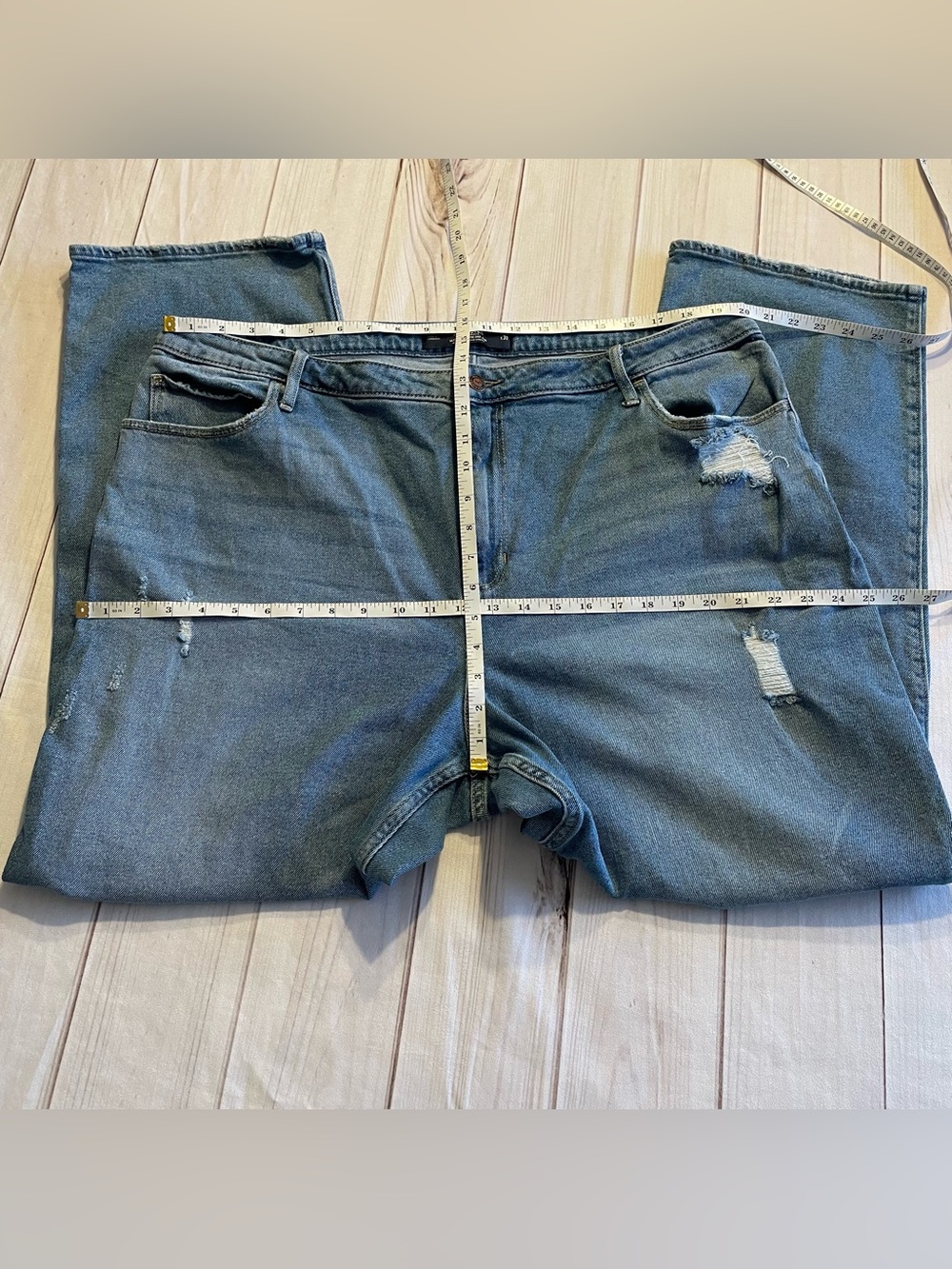 Hollister Ultra High Rise Dad Jeans Women’s Plus Size Curvy 21R 35W Blue Stretch - Picture 8 of 11